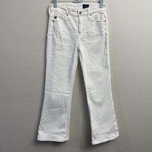 AG Adriano Goldschmied Women's The Quinne Crop Flare White Jeans Size 26 Act(24)